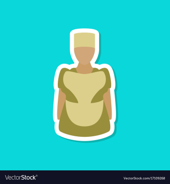Paper sticker on stylish background woman chef vector image Paper sticker on stylish background woman chef vector image