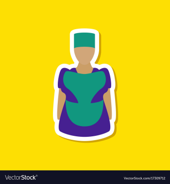 Paper sticker on stylish background woman chef vector image Paper sticker on stylish background woman chef vector image