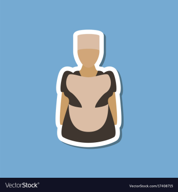 Paper sticker on stylish background woman chef vector image Paper sticker on stylish background woman chef vector image
