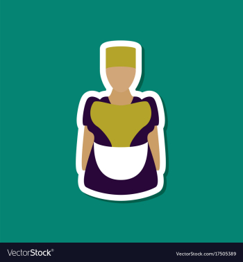 Paper sticker on stylish background woman chef vector image Paper sticker on stylish background woman chef vector image