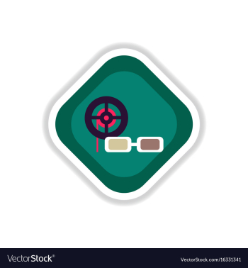 Paper sticker on white background 3d cinema vector image Paper sticker on white background 3d cinema vector image