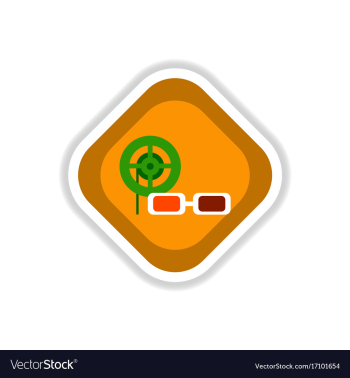 Paper sticker on white background 3d cinema vector image Paper sticker on white background 3d cinema vector image