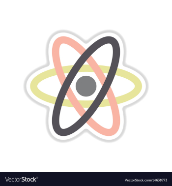 Paper sticker on white background atom vector image