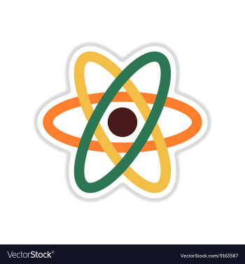 Paper sticker on white background atom vector image