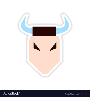 Paper sticker on white background bull head vector image Paper sticker on white background bull head vector image