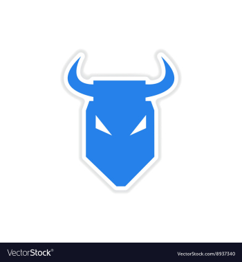 Paper sticker on white background bull head vector image Paper sticker on white background bull head vector image
