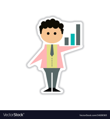 Paper sticker on white background businessman vector image Paper sticker on white background businessman vector image