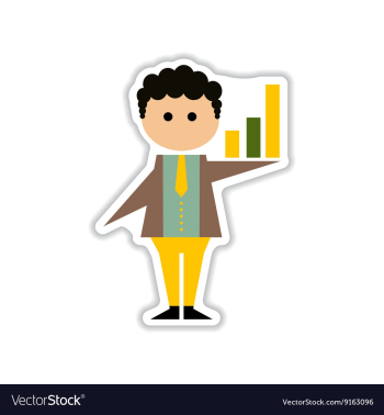 Paper sticker on white background businessman vector image