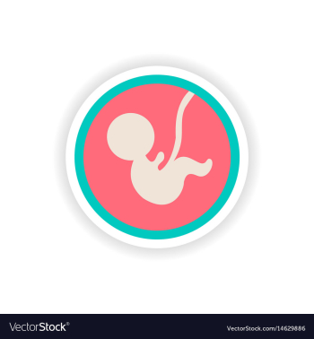 Paper sticker on white background child in womb vector image