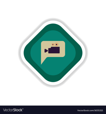 Paper sticker on white background cinema camera vector image Paper sticker on white background cinema camera vector image