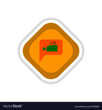Paper sticker on white background cinema camera vector image Paper sticker on white background cinema camera vector image