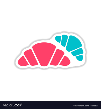 Paper sticker on white background croissants vector image Paper sticker on white background croissants vector image