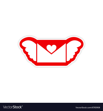 Paper sticker on white background envelope wings vector image