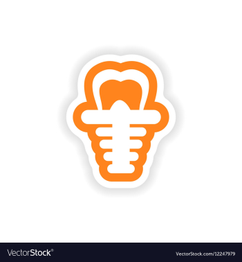 Paper sticker on white background false tooth vector image
