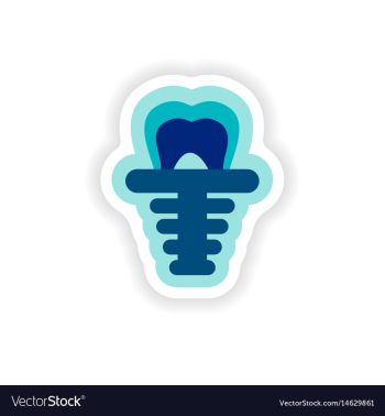 Paper sticker on white background false tooth vector image