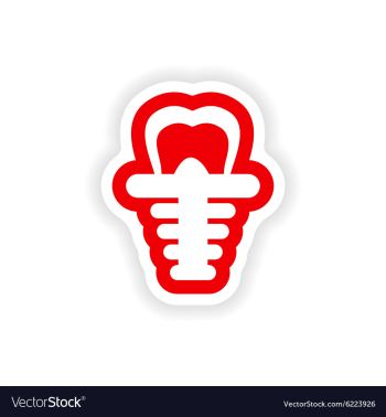 Paper sticker on white background false tooth vector image