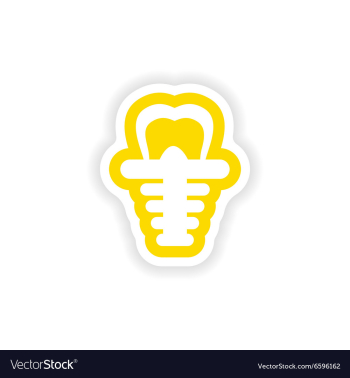 Paper sticker on white background false tooth vector image