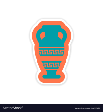 Paper sticker on white background greek amphora vector image Paper sticker on white background greek amphora vector image