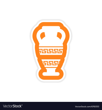 Paper sticker on white background Greek amphora vector image Paper sticker on white background Greek amphora vector image