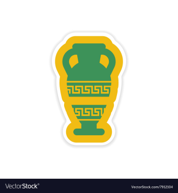 Paper sticker on white background Greek amphora vector image Paper sticker on white background Greek amphora vector image