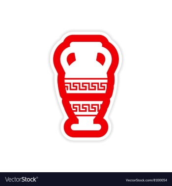 Paper sticker on white background Greek amphora vector image Paper sticker on white background Greek amphora vector image