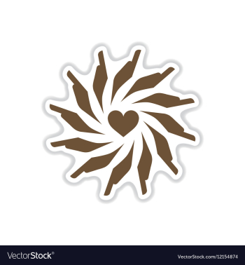 Paper sticker on white background hands heart vector image