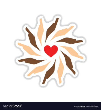 Paper sticker on white background hands heart vector image