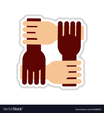 Paper sticker on white background hands vector image Paper sticker on white background hands vector image