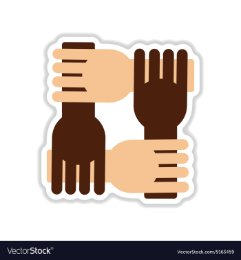 Paper sticker on white background hands vector image Paper sticker on white background hands vector image