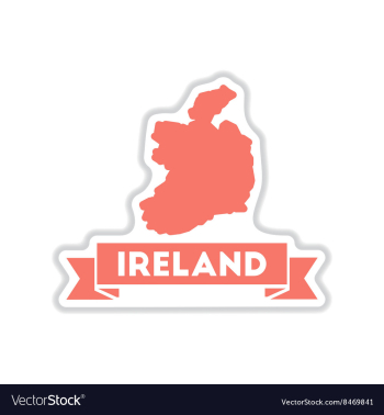 Paper sticker on white background Ireland map vector image Paper sticker on white background Ireland map vector image