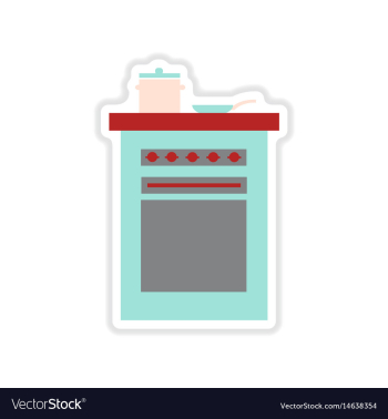 Paper sticker on white background kitchen stove vector image
