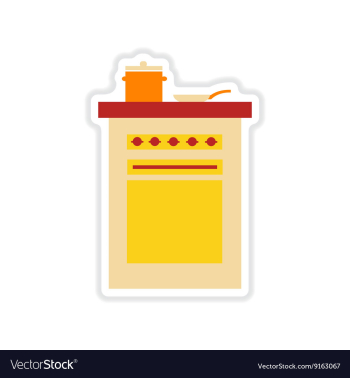 Paper sticker on white background kitchen stove vector image