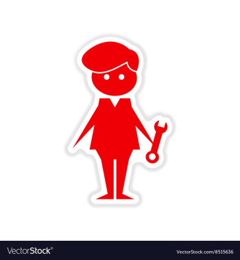Paper sticker on white background male plumber vector image Paper sticker on white background male plumber vector image