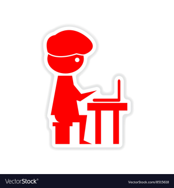 Paper sticker on white background male programmer vector image Paper sticker on white background male programmer vector image