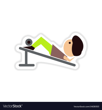 Paper sticker on white background man at gym vector image Paper sticker on white background man at gym vector image