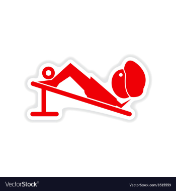 Paper sticker on white background man at gym vector image Paper sticker on white background man at gym vector image