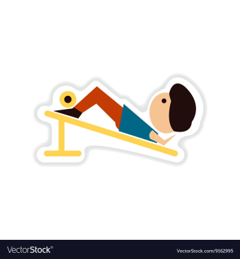 Paper sticker on white background man at gym vector image Paper sticker on white background man at gym vector image