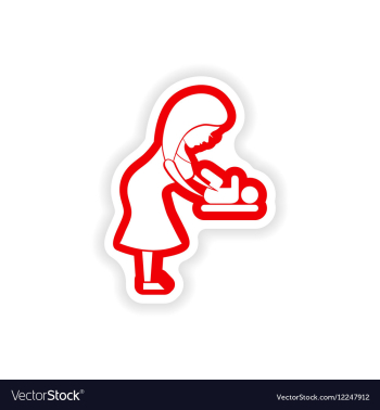 Paper sticker on white background mother and vector image Paper sticker on white background mother and vector image