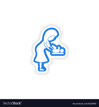 Paper sticker on white background mother and vector image Paper sticker on white background mother and vector image