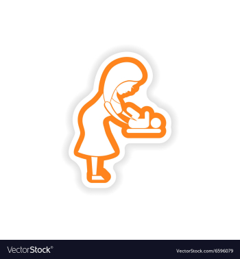 Paper sticker on white background mother and vector image Paper sticker on white background mother and vector image