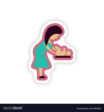 Paper sticker on white background mother and vector image Paper sticker on white background mother and vector image