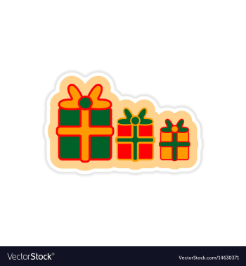 Paper sticker on white background new year gifts vector image Paper sticker on white background new year gifts vector image