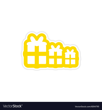 Paper sticker on white background new Year gifts vector image Paper sticker on white background new Year gifts vector image