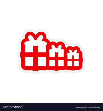 Paper sticker on white background new Year gifts vector image Paper sticker on white background new Year gifts vector image