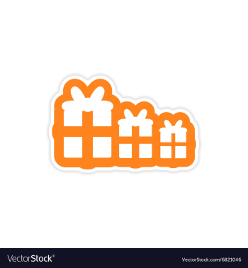 Paper sticker on white background new Year gifts vector image Paper sticker on white background new Year gifts vector image