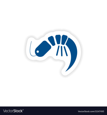 Paper sticker on white background ocean shrimp vector image Paper sticker on white background ocean shrimp vector image