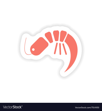 Paper sticker on white background ocean shrimp vector image Paper sticker on white background ocean shrimp vector image
