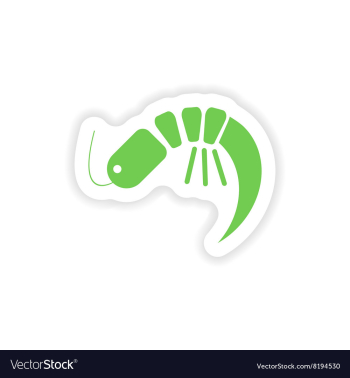Paper sticker on white background ocean shrimp vector image Paper sticker on white background ocean shrimp vector image