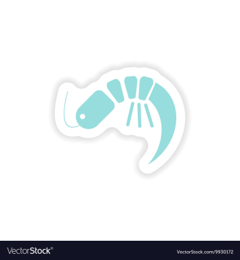 Paper sticker on white background ocean shrimp vector image Paper sticker on white background ocean shrimp vector image