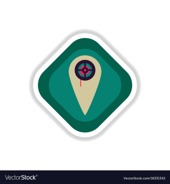 Paper sticker on white background pointer cinema vector image Paper sticker on white background pointer cinema vector image